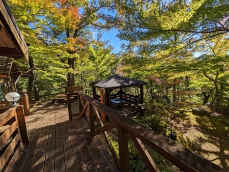 キキの家、広いテラスとＢＢＱハウス